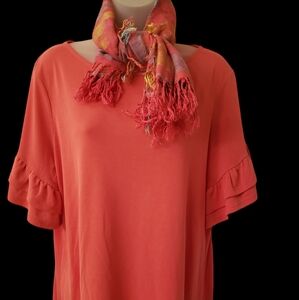 💙 Women's Gorgeous Fuchsia Time & Tru Flutter Sleeve Blouse. Large.